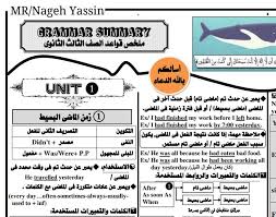 قواعد اللغة الانجليزية فى 7 ورقات للصف الثالث الثانوي 2020 مستر ناجح يسن