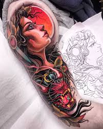 Isnard Barbosa Neo Traditional And Twisted Realistic Tattoo Life Neo Traditional Tattoo Neo Traditional Traditional Tattoo Girls