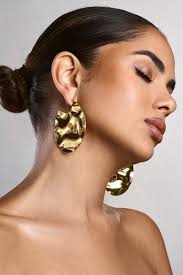 Ishani Gold Textured Disc Earrings