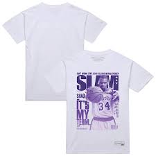 Men's-mitchell & Ness Shaquille O'Neal White Los Angeles Lakers Slam Gradient T-Shirt, Size: XL