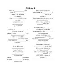 Je m'en fous si on a peur que je tienne pas le coup je sais que t'es là pas loin, même si c'est fou les fous c'est fait pour faire fondre les armures pour faire pleurer les gens. Si T Etais La By Stephanie Estep Teachers Pay Teachers