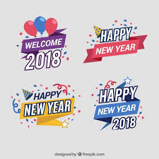 set of colourful new year stickers vector free download