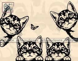 Cute Cat Svg Files For Cricut Curious Pet Vector Shirt Etsy In 2020 Cat Clipart Animal Templates Cute Cat