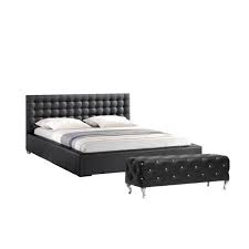 2 Piece Bedroom Set With Tufted Queen Platform Bed And Bench In Black Walmart Com Walmart Com Queen bed set (mattress, boxspring, black wooden bed frame, and head board) quality bed from arrow furniture.