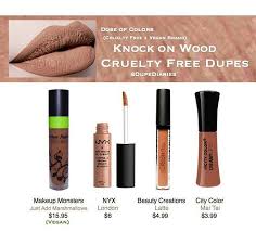 Dose Of Colors Knock On Wood Dupes All Cruelty Free Makeup Monsters Nyx Beauty Creations City Color By Dupe Diaries Dupe Makeup Dupes Lipstick Dupes Makeup