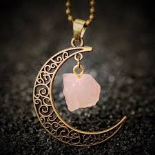 Moon Gem Necklace Moon Pendant Necklace Jewelry Crystal Necklace Healing