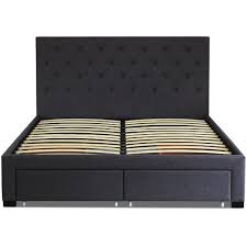Bed frame with 2 storage boxes twin. Rawson Co Charcoal Kaylene Upholstered Bed Frame With Storage Temple Webster