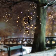 Large led lighted black starburst hanging with 120 bronze bulbs $44.50. Outdoor Starburst Christmas Decoration Light 200 Warm White Flash Bulb Leds 4 Pack