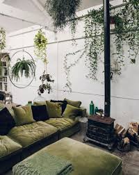 Studio With Green Velvet Sofa And Hanging Plants Sfgirlbybay Grune Wohnzimmer Wohnzimmer Einrichten Wohnzimmer Inspiration