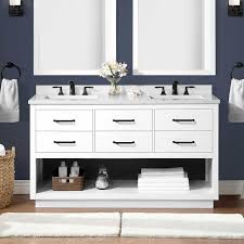 Porcelain floor tiles and ceramic wall tiles. Ove Carson 60 Double Vanity
