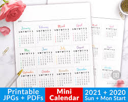 Paper sizes letter, a4 or a3. 2021 Bullet Journal Mini Calendars For Future Log Bullet Etsy