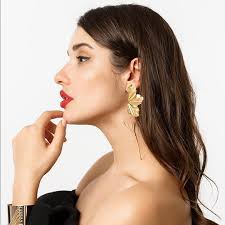 14K Gold Leaf Womens Earrings Trendy Womens 14 K Karat Silver Ladies  Jewelry NEW