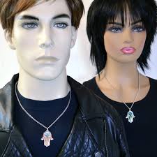 Lucky Hamsa Hand Evil Eye Amulet With Blue Eye Pendant Necklace NK-678B