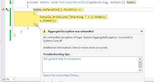 Aggregateexception During Debugging Forces Restart Of Forall Body Stack Overflow