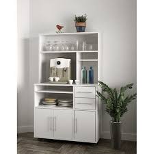 Ebern Designs High Microwave Kitchen Trolley Wandregal Mit Schublade Kuchenwagen Servierwagen Holz