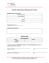 It describes the conditions under which an employee can access some amount of money from his/her salary in advance for personal reasons before payday. Cash Advance Form Fill Online Printable Fillable Blank Pdffiller