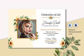 Here are examples you can use to let people know. Funeral Announcement Invitation Card Template 432979 Card And Invites Design Bundles