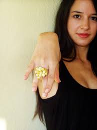 Vintage Amber Ring, Sterling Silver and Royal Amber Ring, Butterscotch  Colour Amber Beads in a Bouquet, Qurily Rare Amber Ring