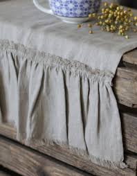 Table Runner Shabby Chic Ruffled Table Runner Wedding Linen Etsy In 2020 Linen Table Runner Table Cloth Wedding Tablecloths