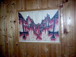 The Original First Mayhem Logo Picture Taken In Necrobutcher S Cabin In 2004 Black Metal Thrash Metal Black Heart