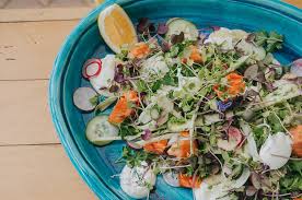 I loaded mine up with sliced potatoes, smoked salmon and speckled it with goat cheese and herbs. Smoked Salmon Dill Cucumber Apple Asparagus Cress Radish Yoghurt Nourish Magazine
