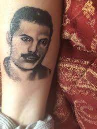 Sooooo pleased with my 'Freddie Mercury!' Tattoo! So realistic🎤🎶🎸🥁🎵