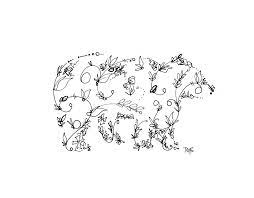 Colorful pink and purple flower tattoo. Floral Bear Bear Tattoos Animal Drawings Bear Art