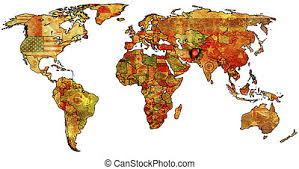 About the size of the u.s. Afghanistan On World Map Old Political Map Of World With Flag Of Afghanistan Canstock