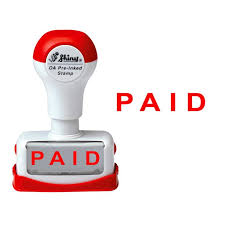 Text tag between parallel lines with grunge design style. Shiny Oa Pre Inked Stamp Paid Full Bodied Np03