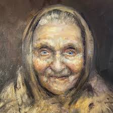 På staffeliet, maleriet «Tre kjerringer fra nord». Her er en av damene…  @jonnyandvik...