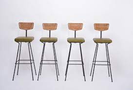 This bar stool boasts a curved back and armrests. Mid Century Wicker Bar Stools By Herta Maria Witzemann For Erwin Behr 1950s Set Of 4 For Sale At Pamono