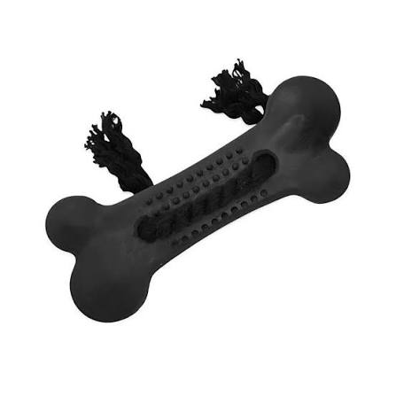 BRINQUEDO - OSSO BLACK COM CORDA - 12CM