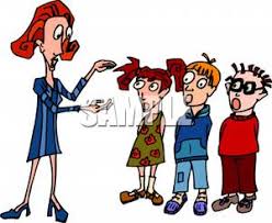 Invite students to explore baseball almanac: A School Teacher With A Group Of Students Royalty Free Clipart Picture