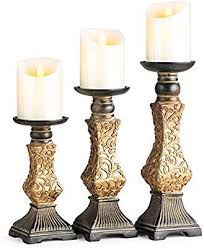 Sunface Retro Gold Pillar Candle Holders Set Of 3 7 9 H 9 5 H 11 5 H Home Decorations For Liv Gold Pillar Candle Holders Candle Holders Candle Holder Set