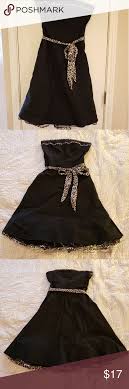 Black Dress With Animal Print Trim Dresses Black Strapless Dress Black Dress