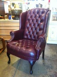 Sold Like Father Like Son Pair Of Oxblood Buttoned Leather Wingback Chairs Casa Victoria Vintage Furniture On Los Angeles Sunset Boulevard Leather Wingback Chair Wingback Chair Chair