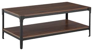Shop with confidence on ebay! 46 Urban Industrial Angle Iron Wood Coffee Table Dark Walnut Industrial Coffee Tables By Walker Edison Houzz