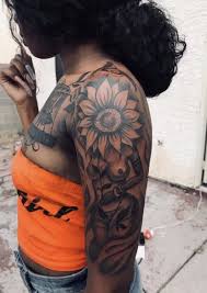 Follow Rawrose Tattoos Womentattoo Sunflowertattoos Stylist Tattoos Black Girls With Tattoos Unique Half Sleeve Tattoos