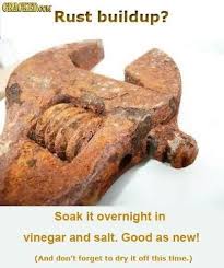 Remove Rust With Just Vinegar And Salt How To Remove Rust Diy Cleaning Products Household Hacks