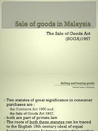 The sale of goods act grants consumers implied conditions and warranties by stipulating vehicles sold be of merchantable quality and fit for purpose and that buyers receive this does not need to be written into the sales agreement; Sale Of Goods Contractual Term Law Of Obligations