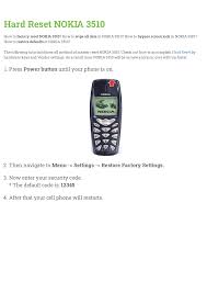 Hard Reset NOKIA 3510 ...