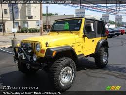 Solar Yellow 2002 Jeep Wrangler Sport 4x4 With Agate Black Interior 2002 Jeep Wrangler Jeep Wrangler Sport Jeep Wrangler Interior