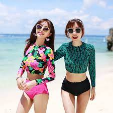 Rash Guard Plus Size Swimwear Rashguard Swimsuit Bathing Suits Bikinis New Korean Long Sleeve Turtleneck H Rashguard Swimsuit Swimwear Long Sleeve Bathing Suit