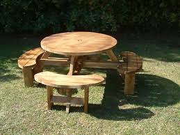 Excalibur Round Picnic Bench Table Beer Pub Garden Furniture 38mm Thick Timbers Round Picnic Table Picnic Table Table