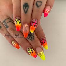 Leopard gold glitter heart accent nails. 21 Flame Nail Ideas The Newest Summer Manicure Trend Stayglam