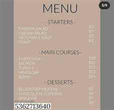 This is a fast remix of original heathens. Bakery Menus Bloxburg Roblox Shefalitayal