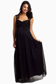 Black Lace Accent Chiffon Maternity Evening Gown Maternity Evening Gowns Black Bridesmaid Dresses Maternity Bridesmaid Dresses
