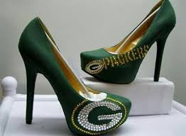 Green Bay Packer Bedazzled Heels Pumps Shoes Stilettos Green Bay Packers Shoes Green Bay Green Bay Packers Fans