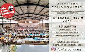 Searches related to garment jobs. Lowongan Kerja Operator Mesin Jahit Wattoo Garment Bandung Januari 2019 Info Loker Bandung 2021