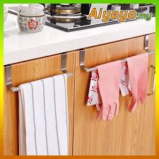 Can be hung over your shower door! Stainless Steel Over Door Towel Hook Rack Kitchen Cabinet Storage Shelf Holder Home Improvement Plumbing Fixtures